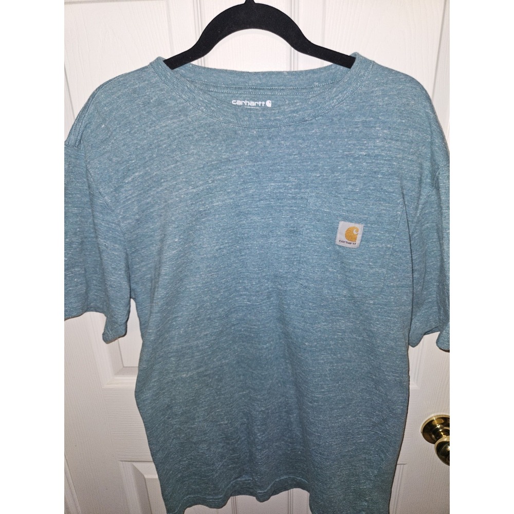 Carhartt K87 H35 Men's Blue Loose Fit Short Sleeve Pocket Logo T-Shirt Size S